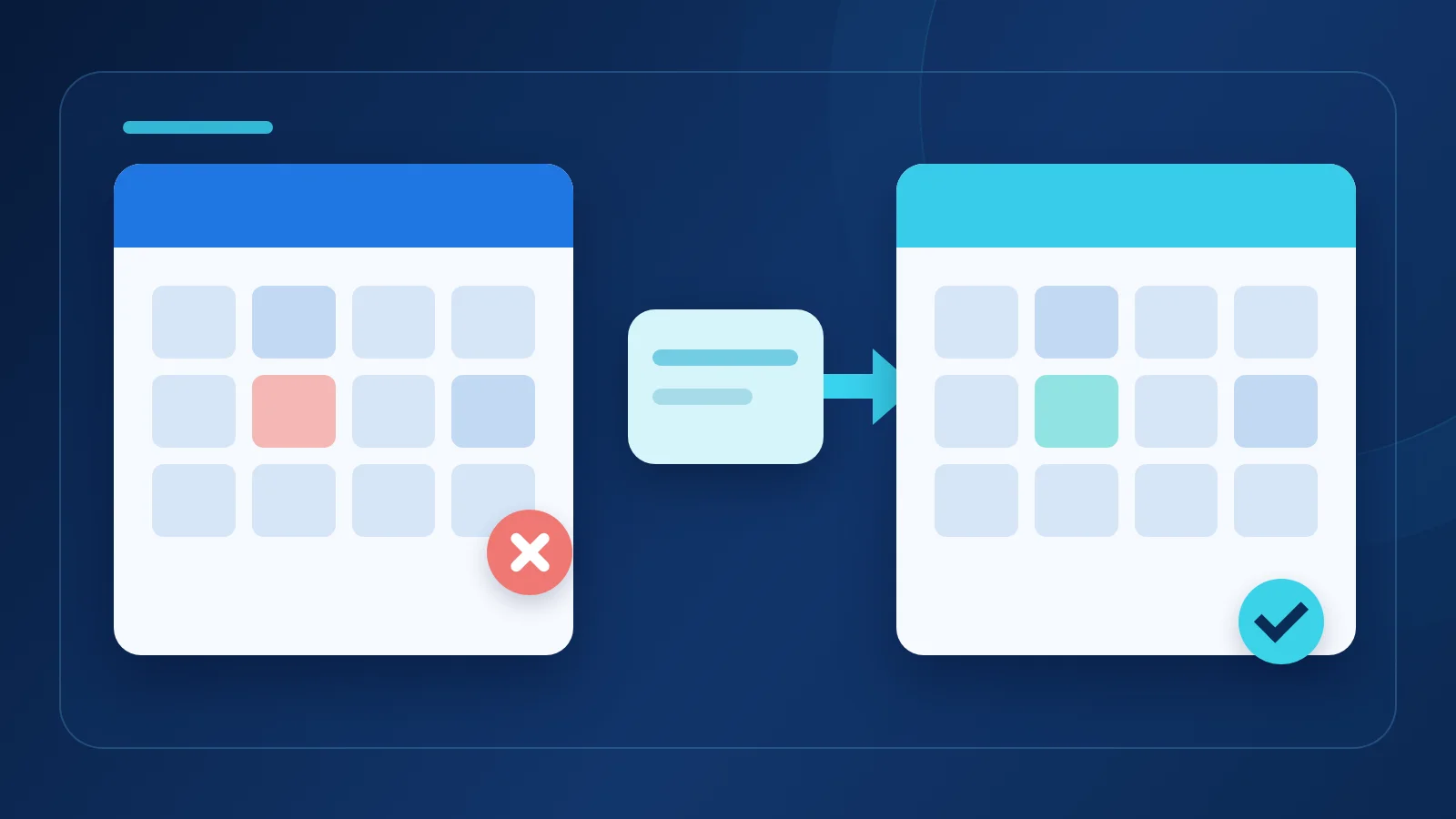 Illustration of a missed B2B sales demo followed by a message and a confirmed new calendar slot