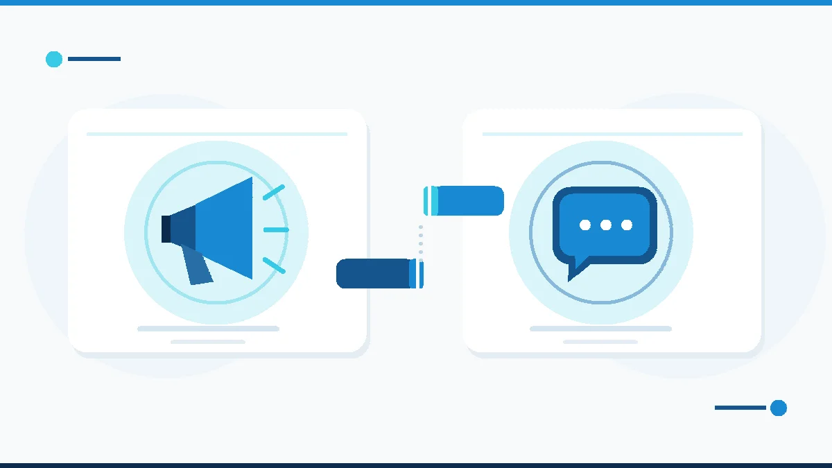 Editorial illustration showing a mismatch between the advertising promise and the customer's first inquiry