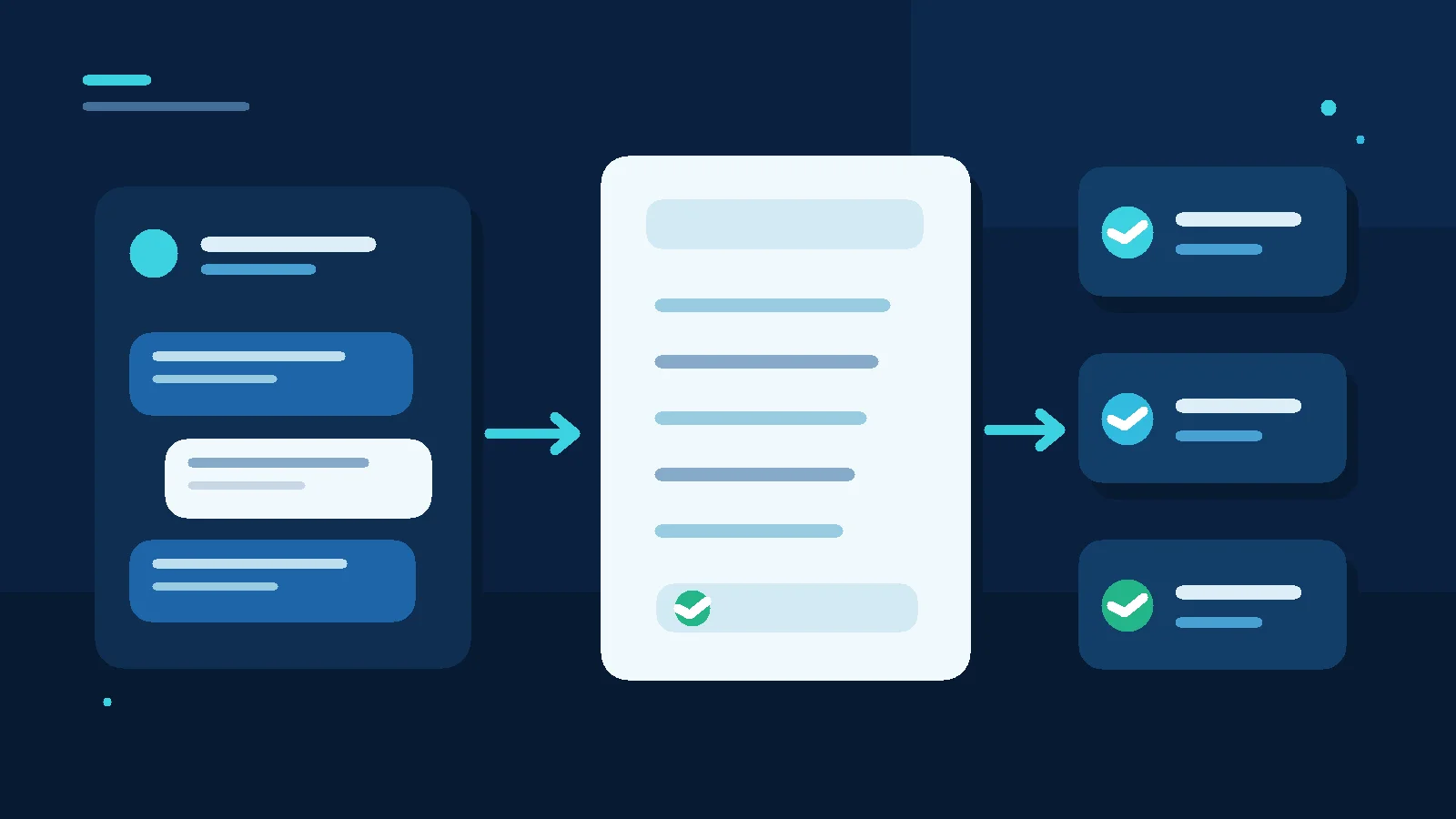 Illustration of a central B2B quotation followed by three stakeholder approvals