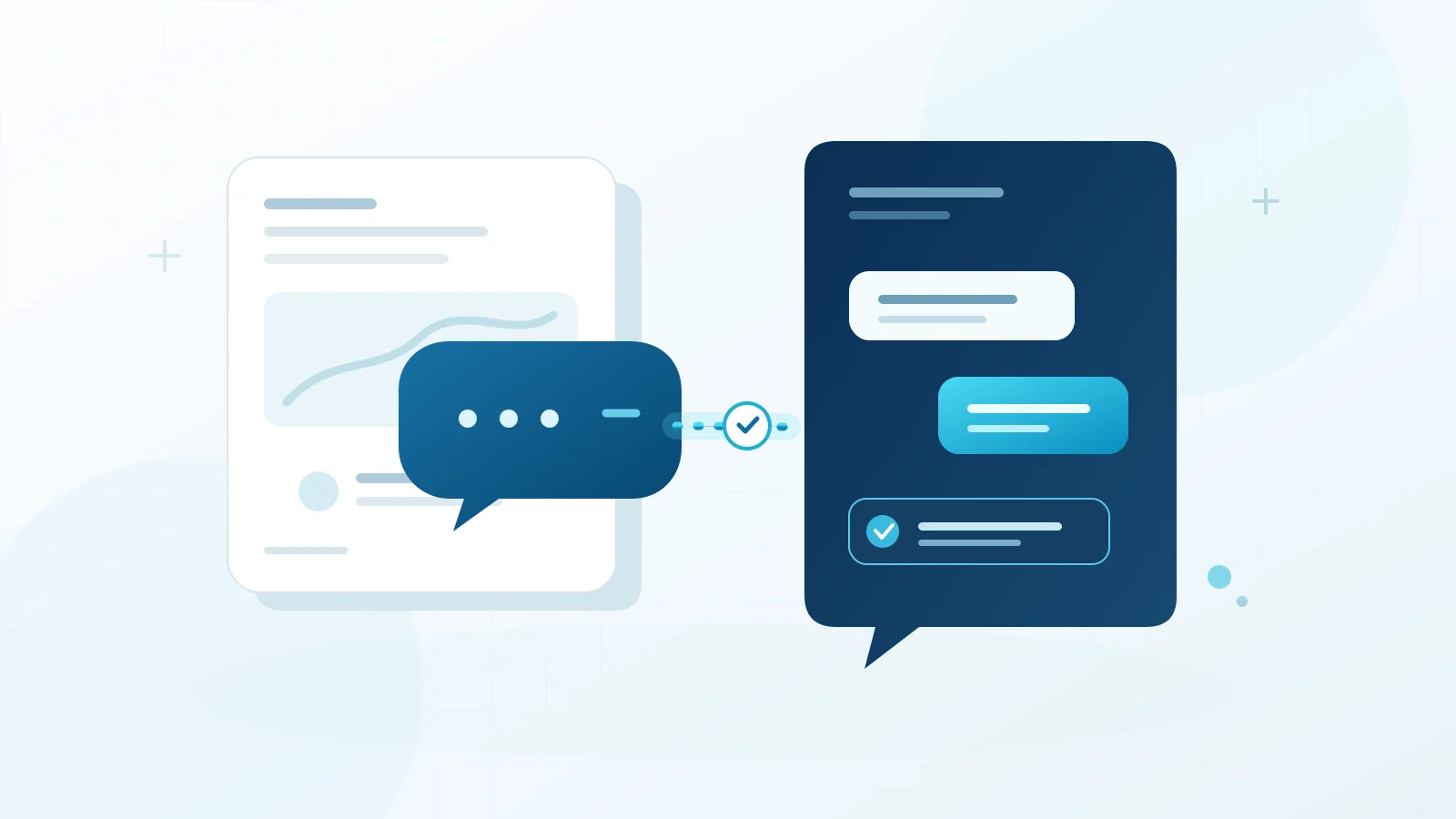Illustration of a Facebook comment moving into an organized private conversation when the customer chooses to continue