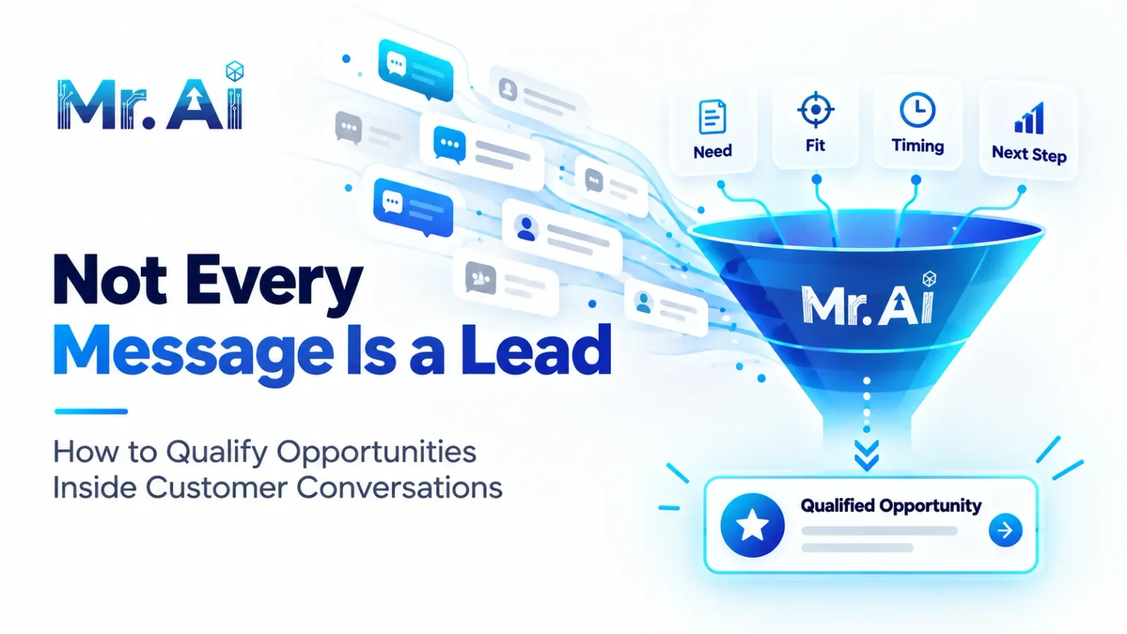 Qualified sales opportunities identified from conversations using fit, need, budget and the next step.
