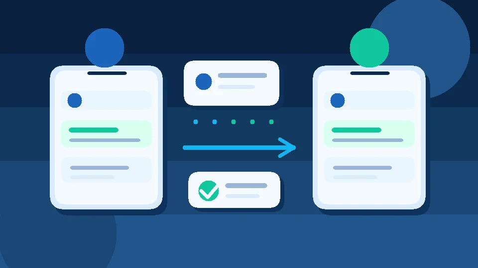 Diagram of transferring customer contact entry points from an old WhatsApp number to a new one